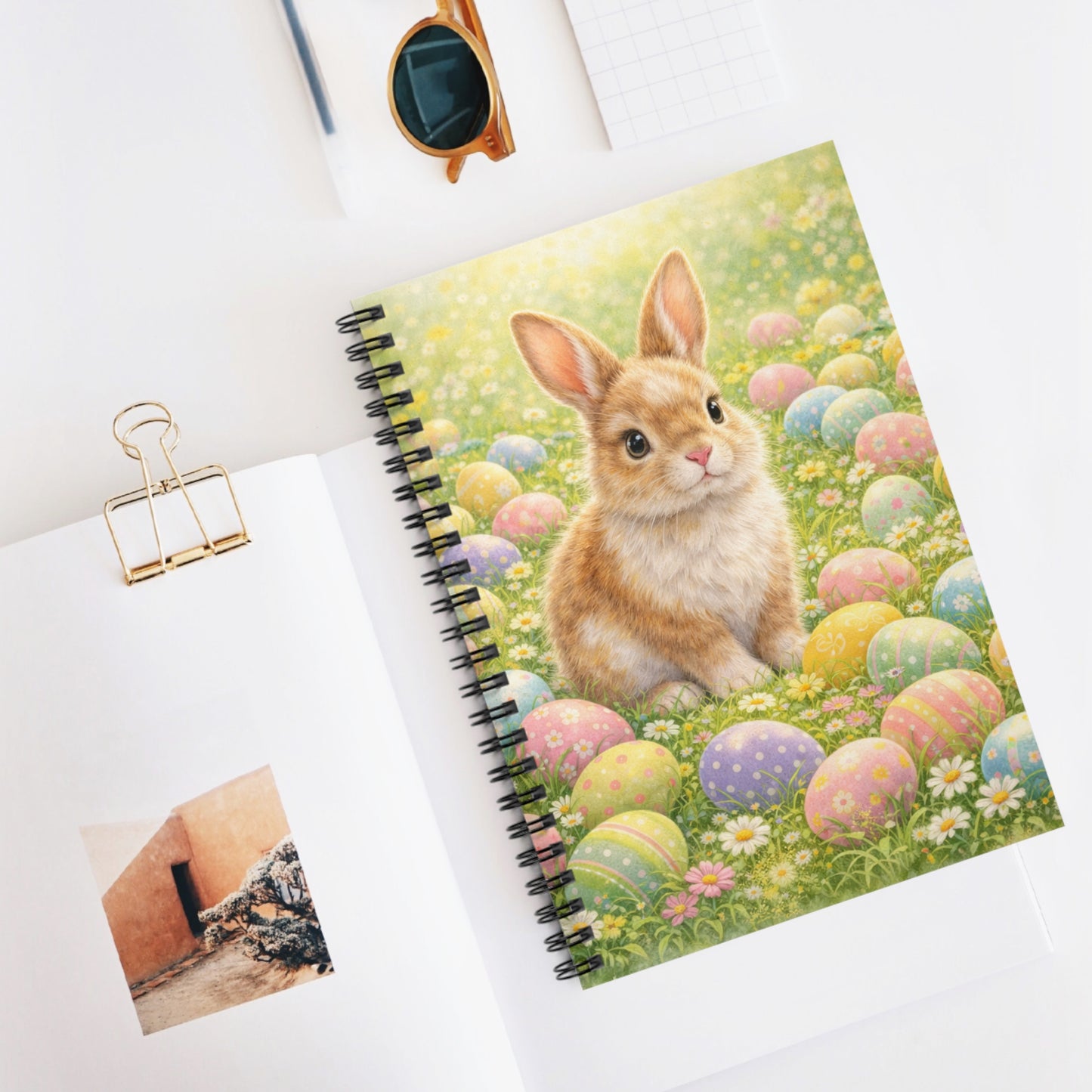 Easter Bunny Spiral Notebook — Cute Bunny & Pastel Egg Ruled Journal