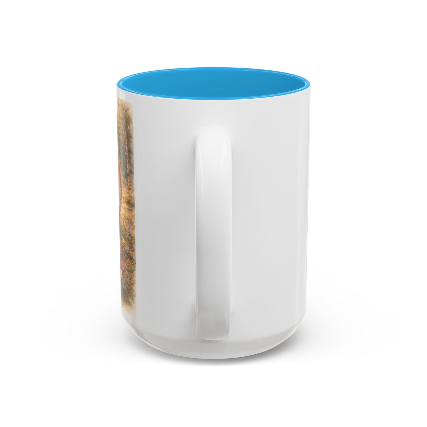 Ceramic Accent Mug — Enchanted Forest Fox Mushrooms Art (Two-Tone, 15oz)