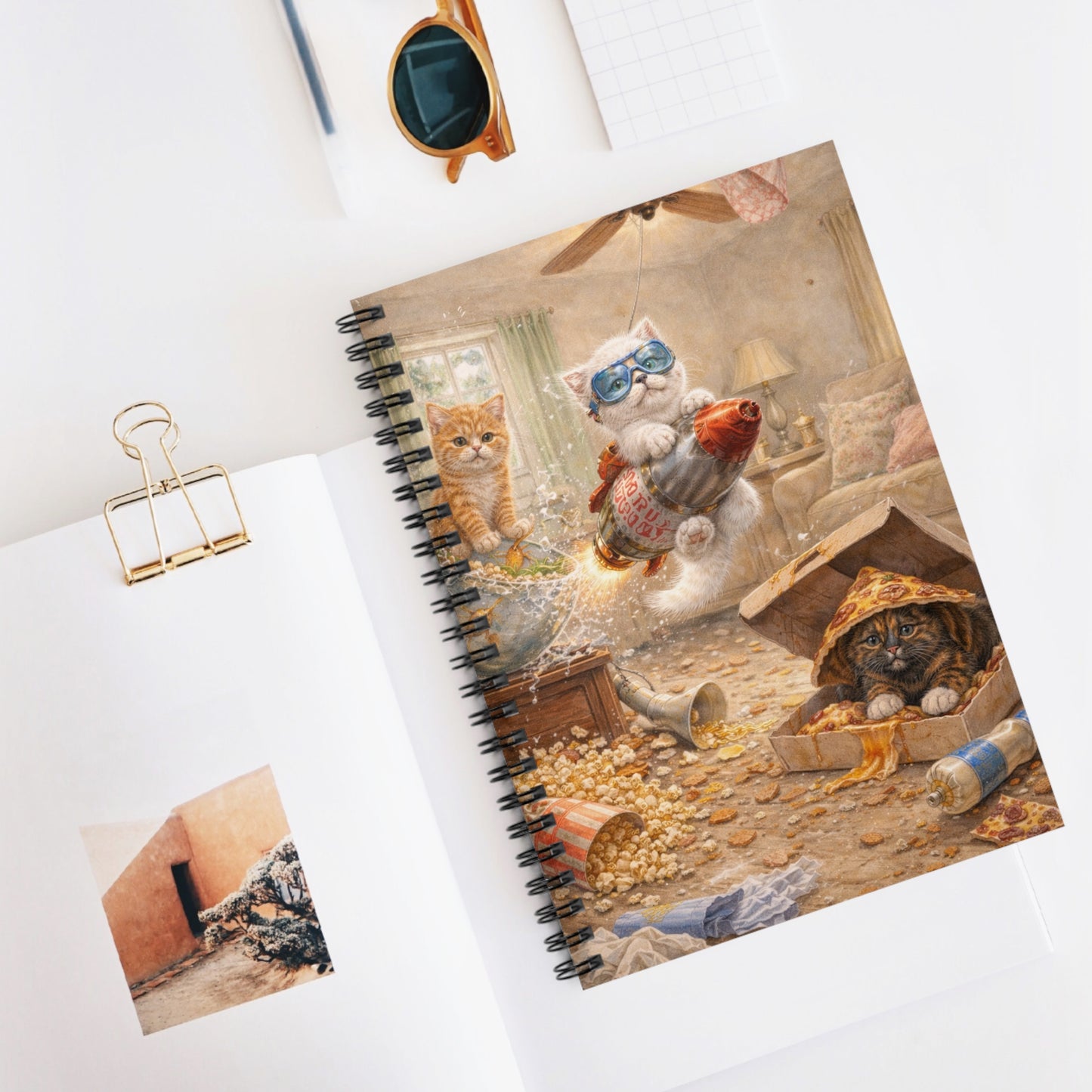 Spiral Notebook — Playful Cat Adventure Ruled Journal