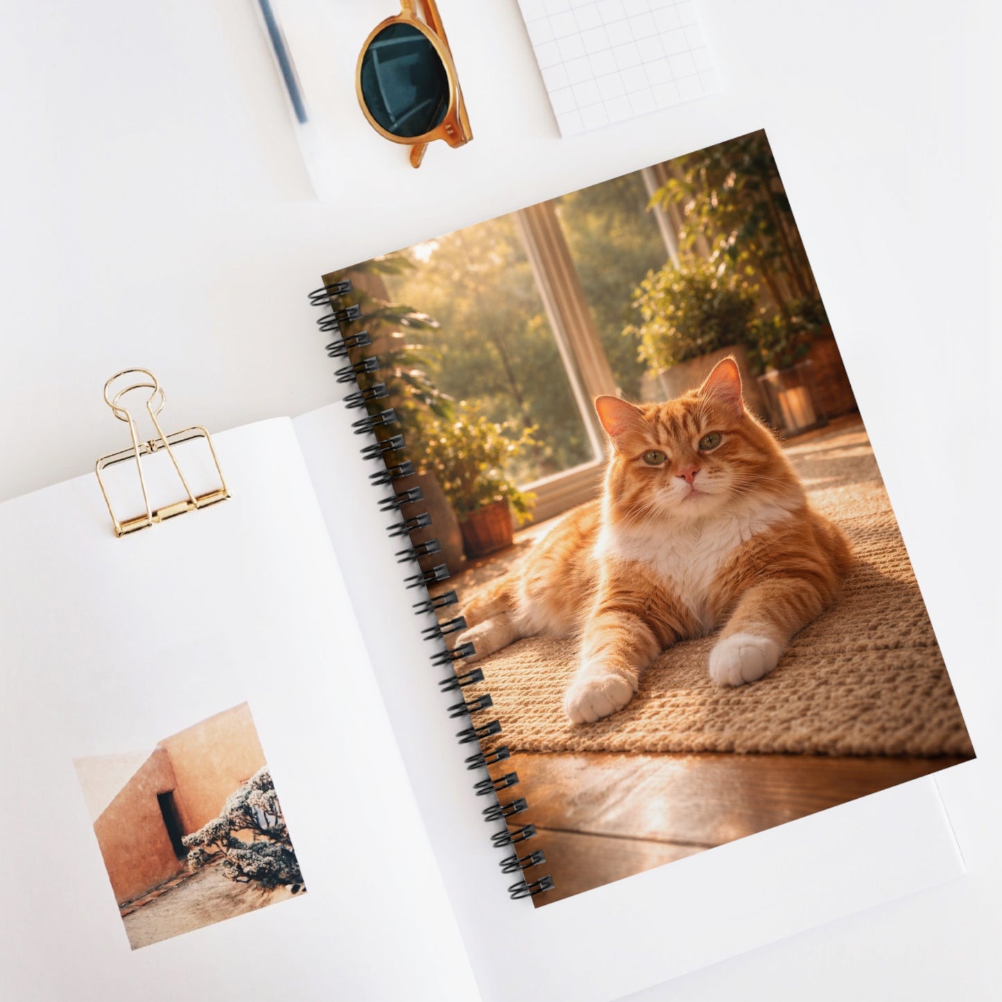 Ginger Cat Sunlit Spiral Notebook – Ruled Line Journal for Cat Lovers