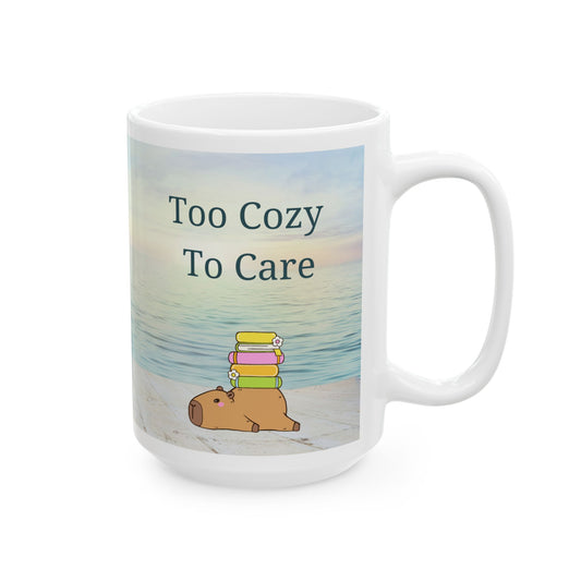 Cute Beach Capybara Ceramic Mug — Relaxing Ocean Coffee Cup (15oz)