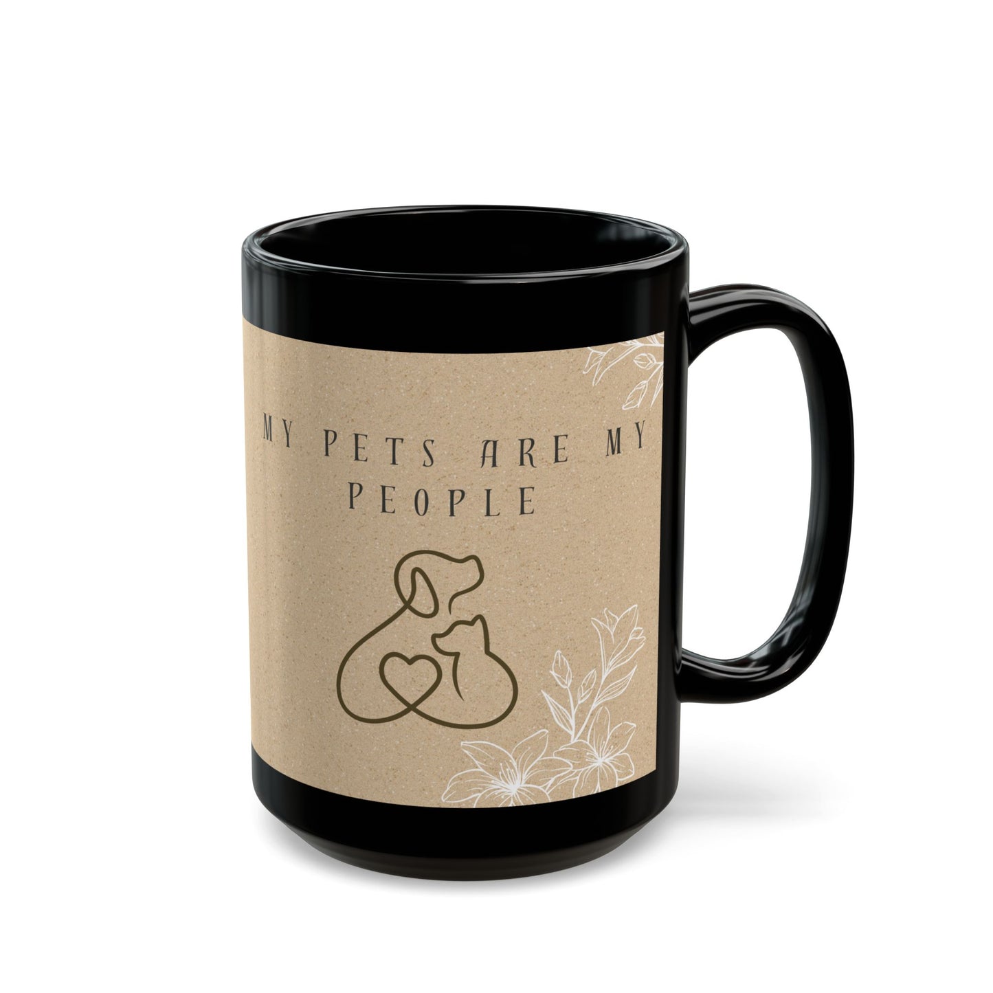 My Pets Are My People Black Mug — Cute Minimalist Pet Lovers Coffee Cup (15oz)