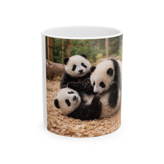 Baby Panda Family Mug | Ceramic Coffee Cup, 11oz