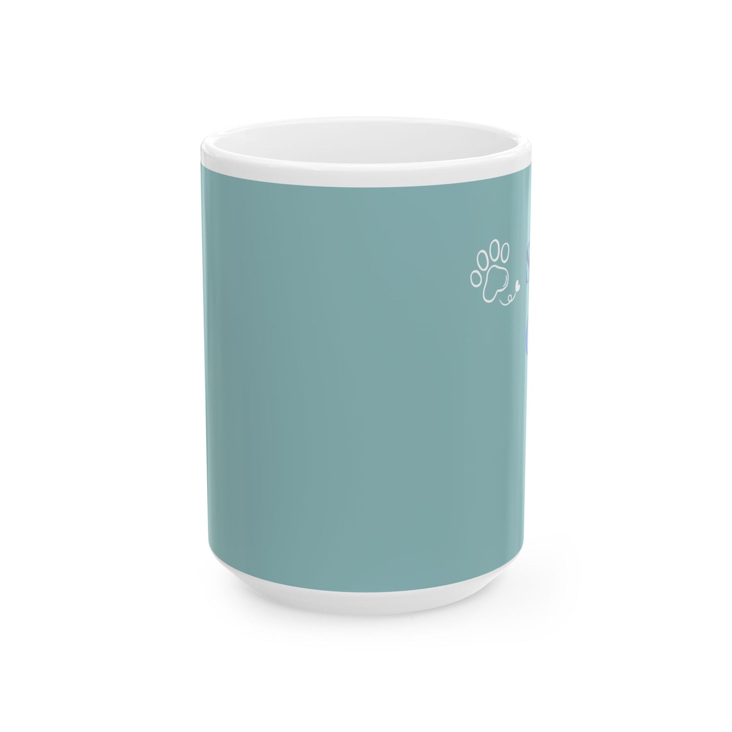 Pet Lover Ceramic Mug – "Sorry. Can't. Pets." Teal Paw Print Coffee Cup  (15oz)