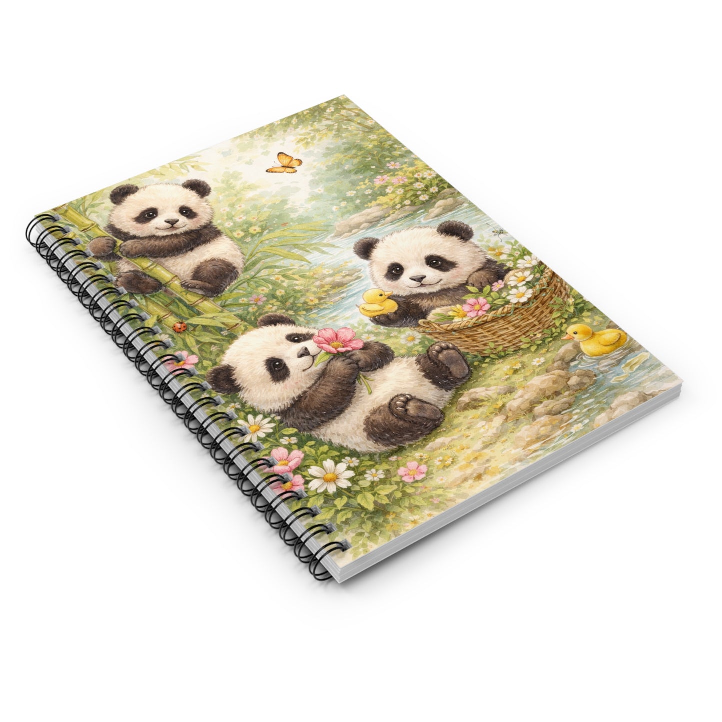 Panda Picnic Spiral Notebook — Cute Ruled Journal with Baby Panda Artwork