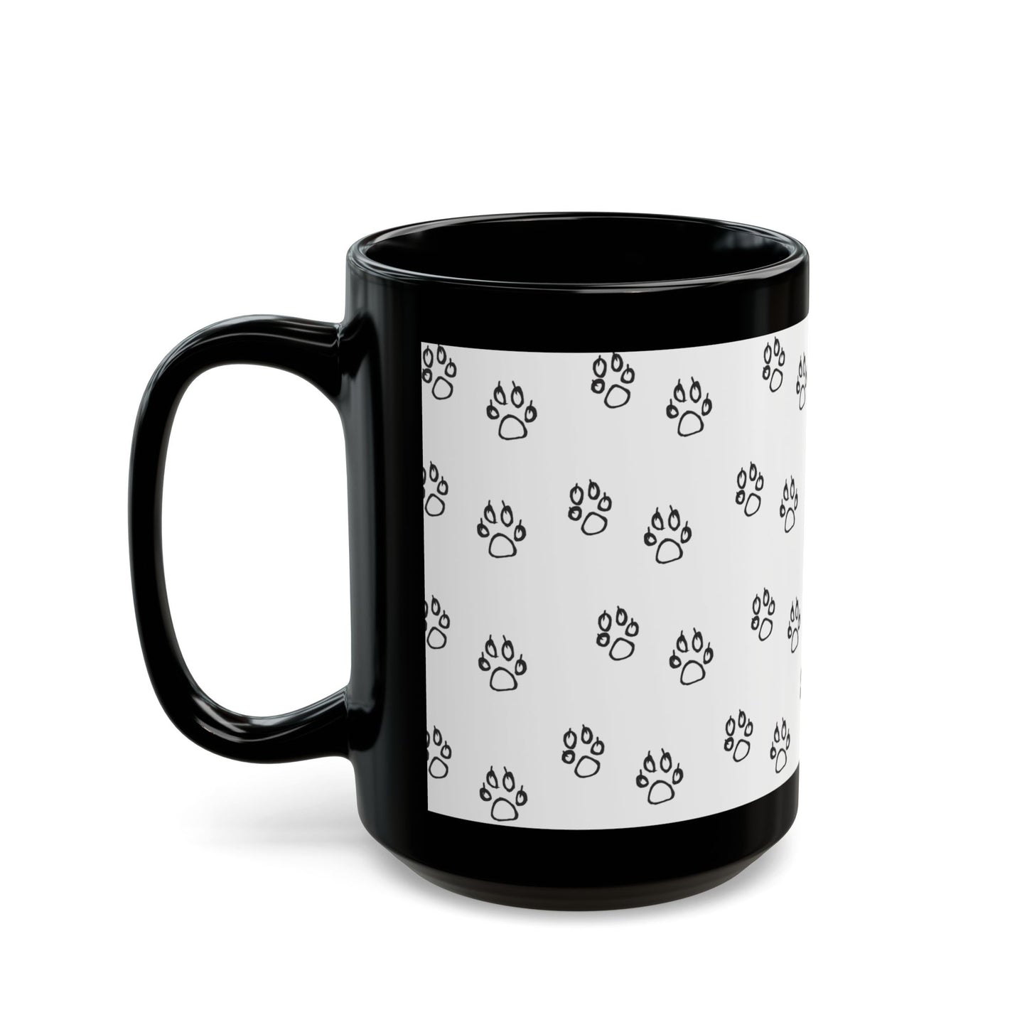 "Fueled by Coffee and Fur" Black Mug — Funny Pet Lover Coffee Cup (15oz)