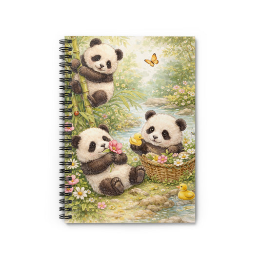 Panda Picnic Spiral Notebook — Cute Ruled Journal with Baby Panda Artwork