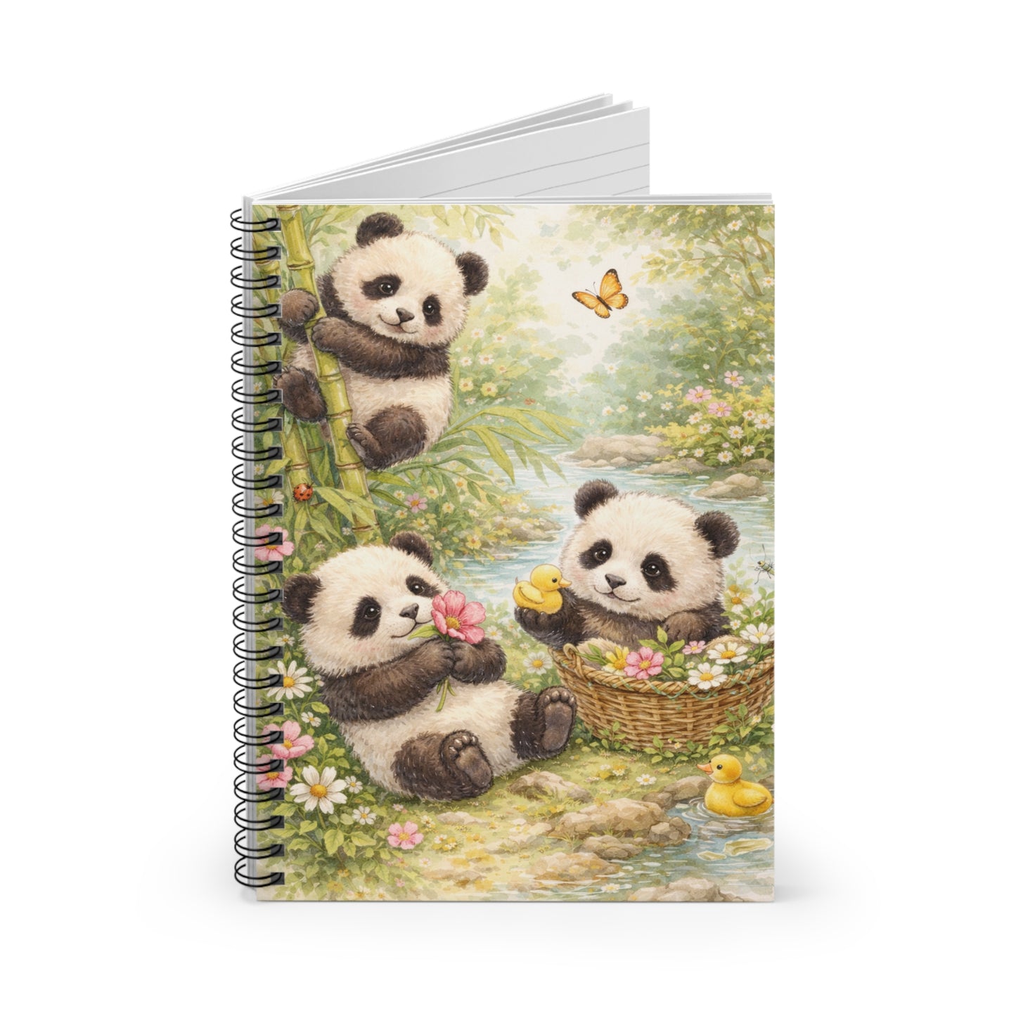 Panda Picnic Spiral Notebook — Cute Ruled Journal with Baby Panda Artwork