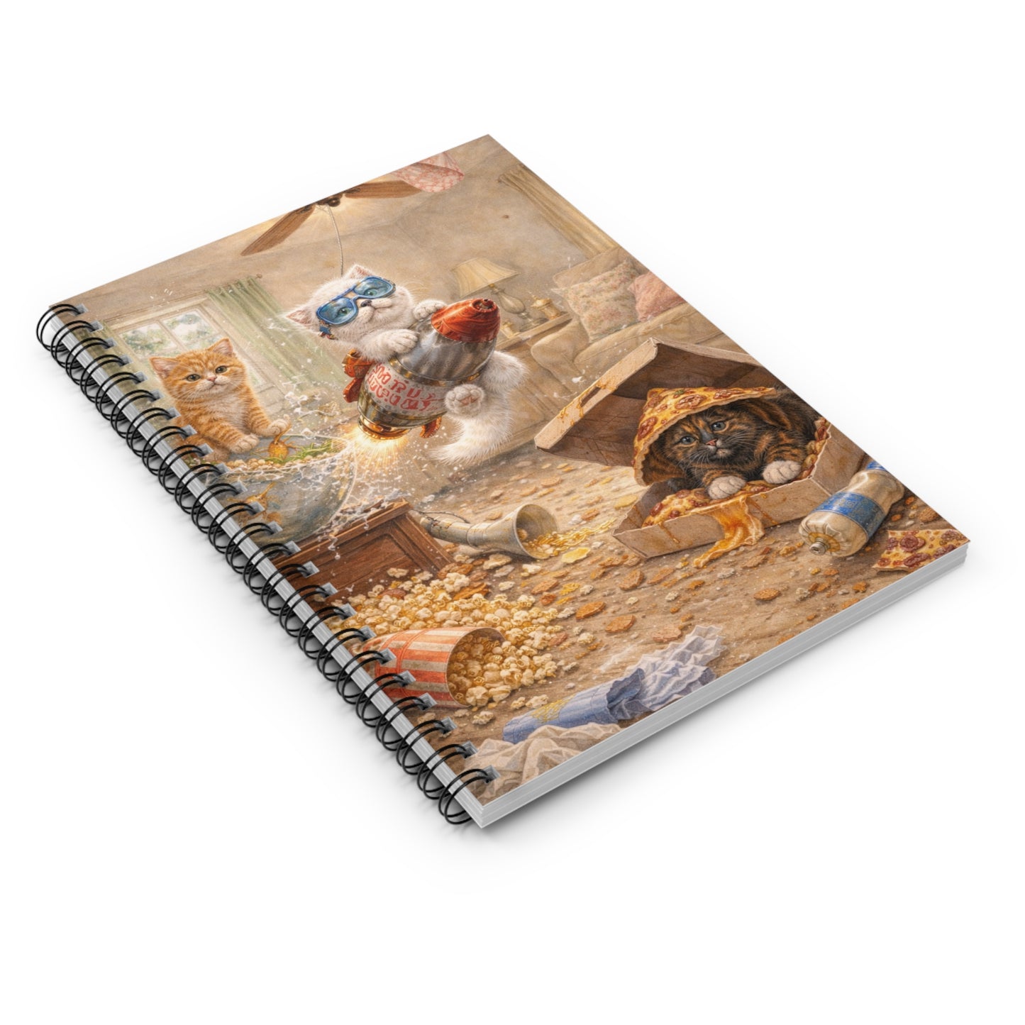 Spiral Notebook — Playful Cat Adventure Ruled Journal