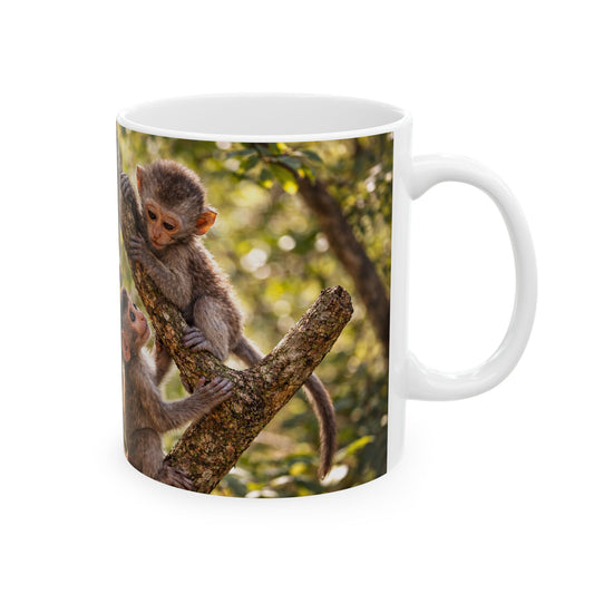 Baby Monkeys Ceramic Mug – Cute Jungle Wildlife Coffee Cup (11oz)