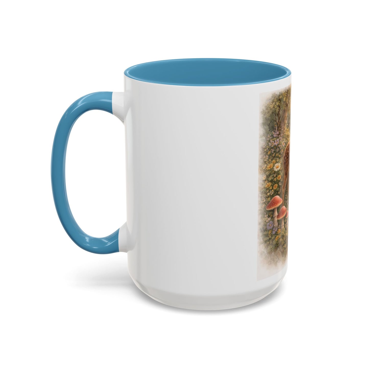 Woodland Wildlife Accent Coffee Mug — Deer & Squirrel Forest Scene (15oz)