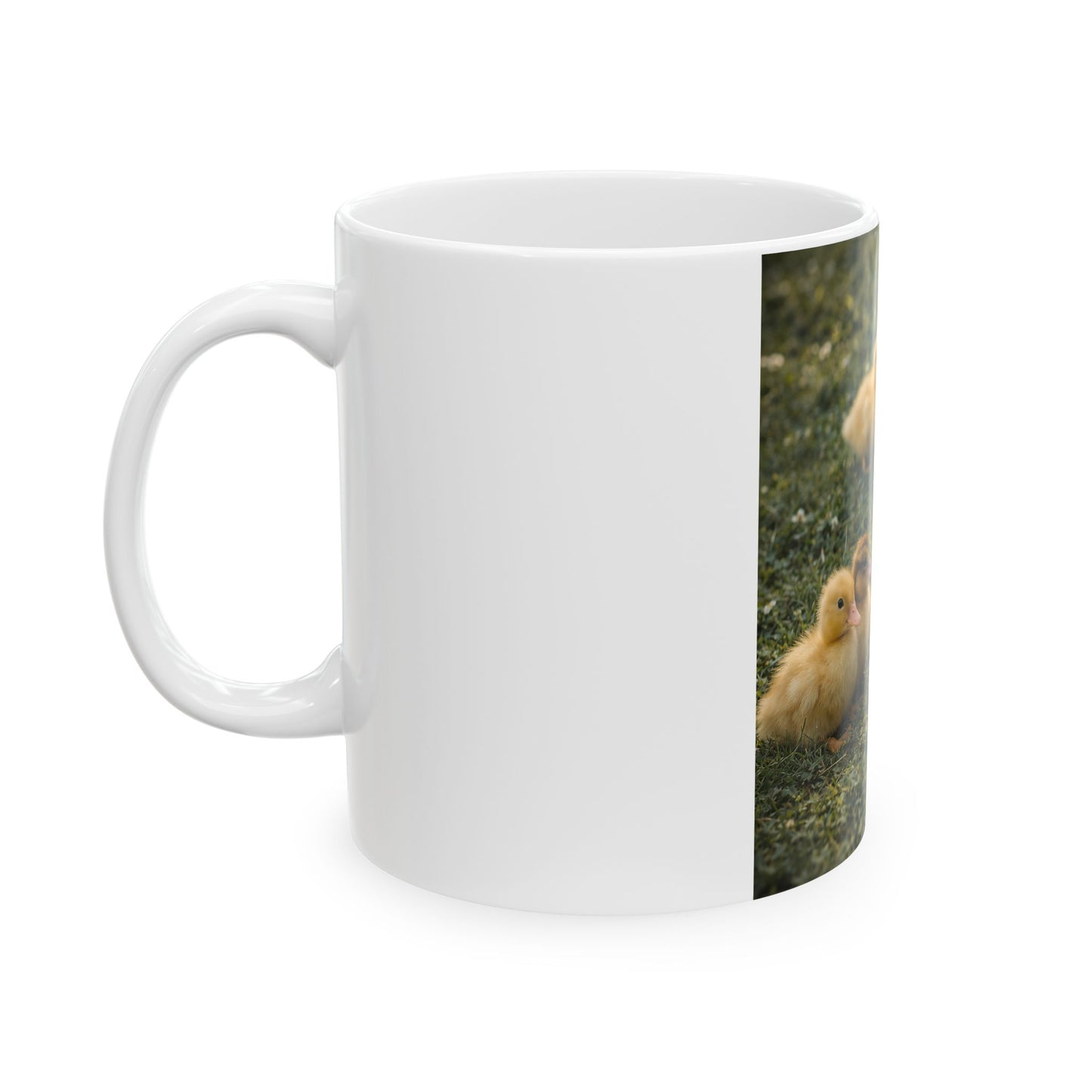 Cute Chickens & Bunny Ceramic Mug — Spring Farm Animal Coffee Cup (11oz)
