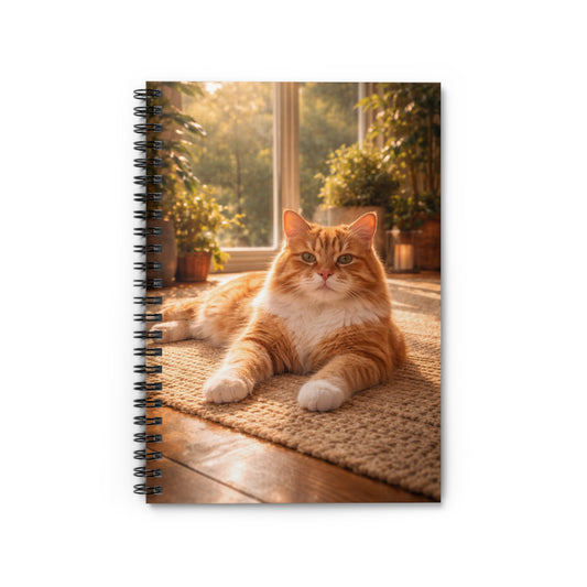 Ginger Cat Sunlit Spiral Notebook – Ruled Line Journal for Cat Lovers