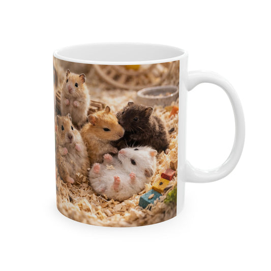 Cute Hamster Pile Mug | Ceramic Coffee Mug