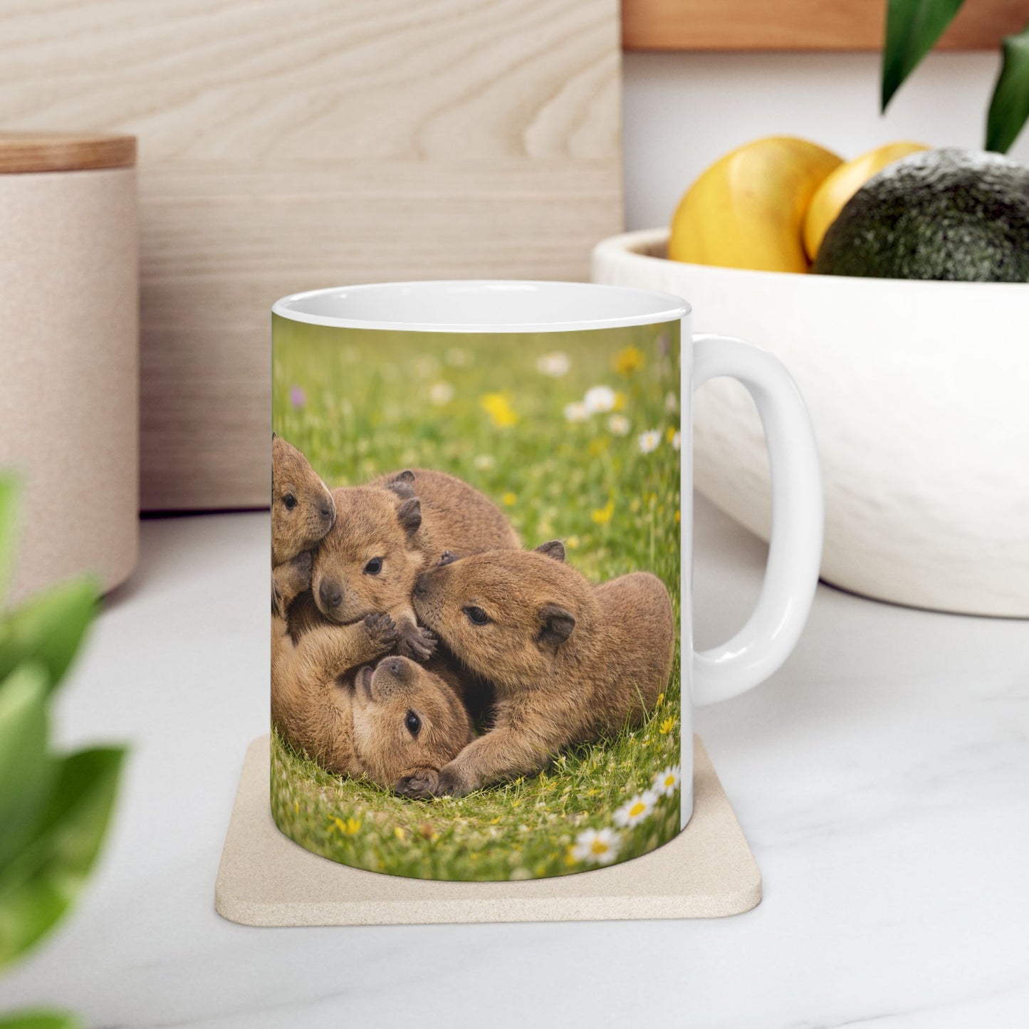 Capybara Pups Mug | Cute Wildlife Photo Ceramic Mug