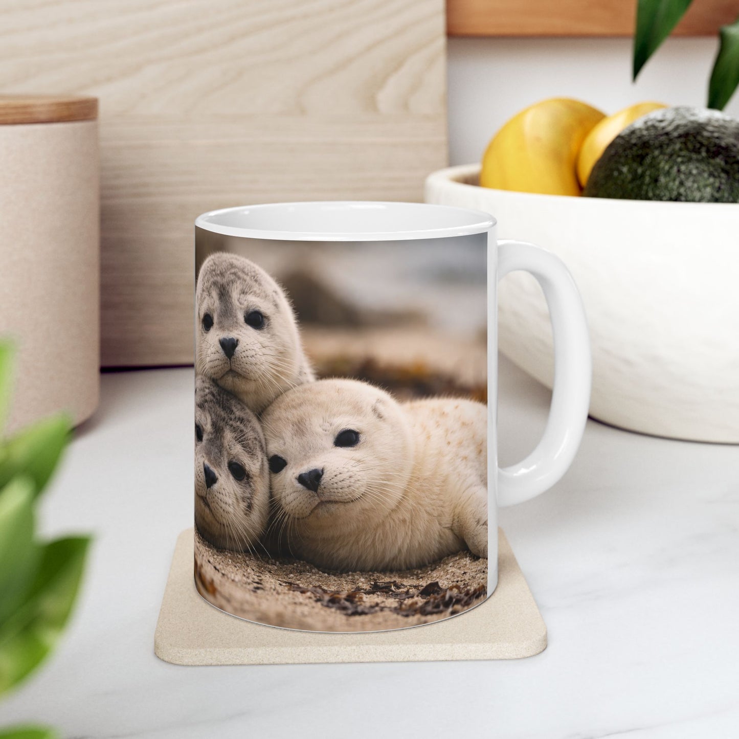Seal Pups Ceramic Mug — Cute Animal Photo Coffee Cup (11oz)