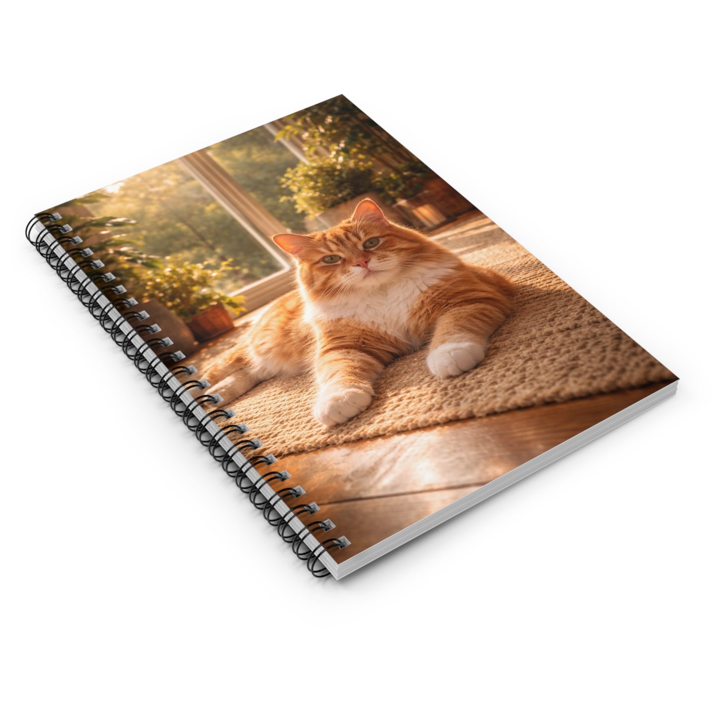 Ginger Cat Sunlit Spiral Notebook – Ruled Line Journal for Cat Lovers
