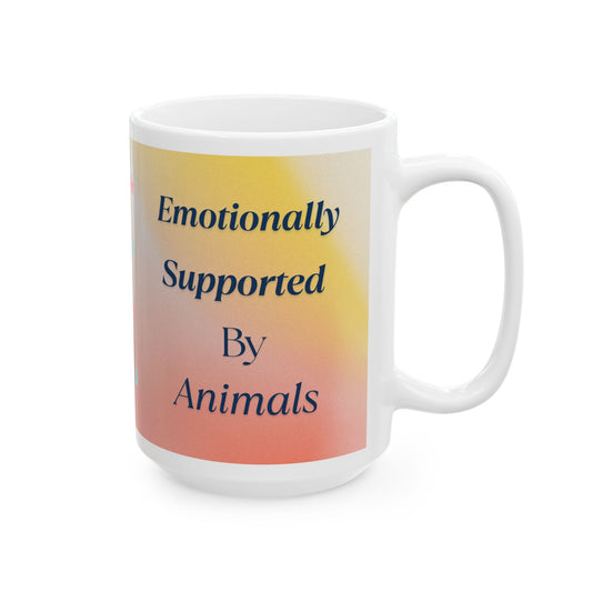 Emotional Support Animal Lover Ceramic Mug — Colorful Paw Print 15oz