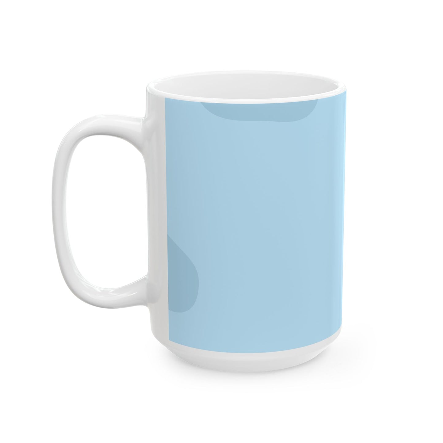 Funny Pet Blue Ceramic Mug — "Running Late, Probably Petting a Cat" 15 oz Coffee Cup