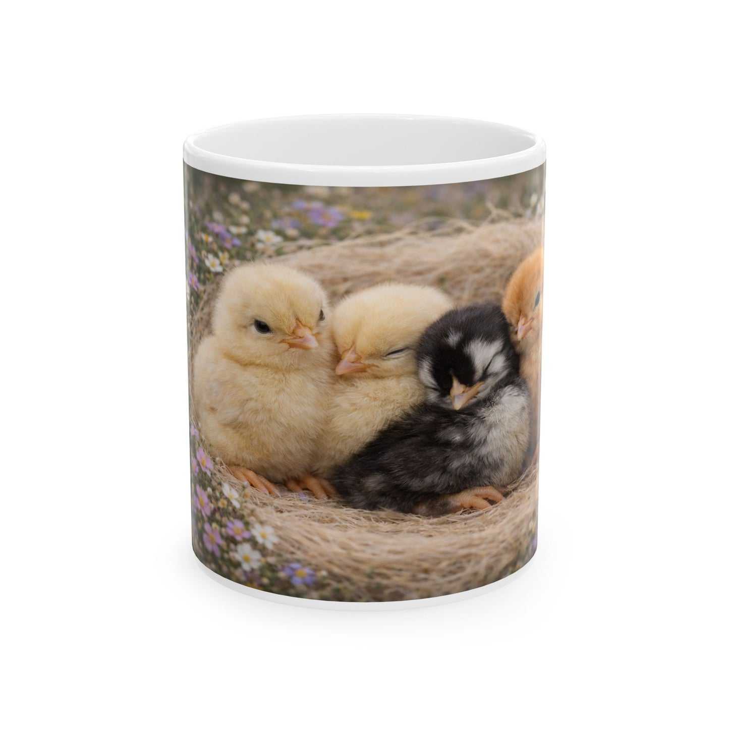 Sleeping Baby Chicks Mug | Cute Chick Nest Ceramic Mug