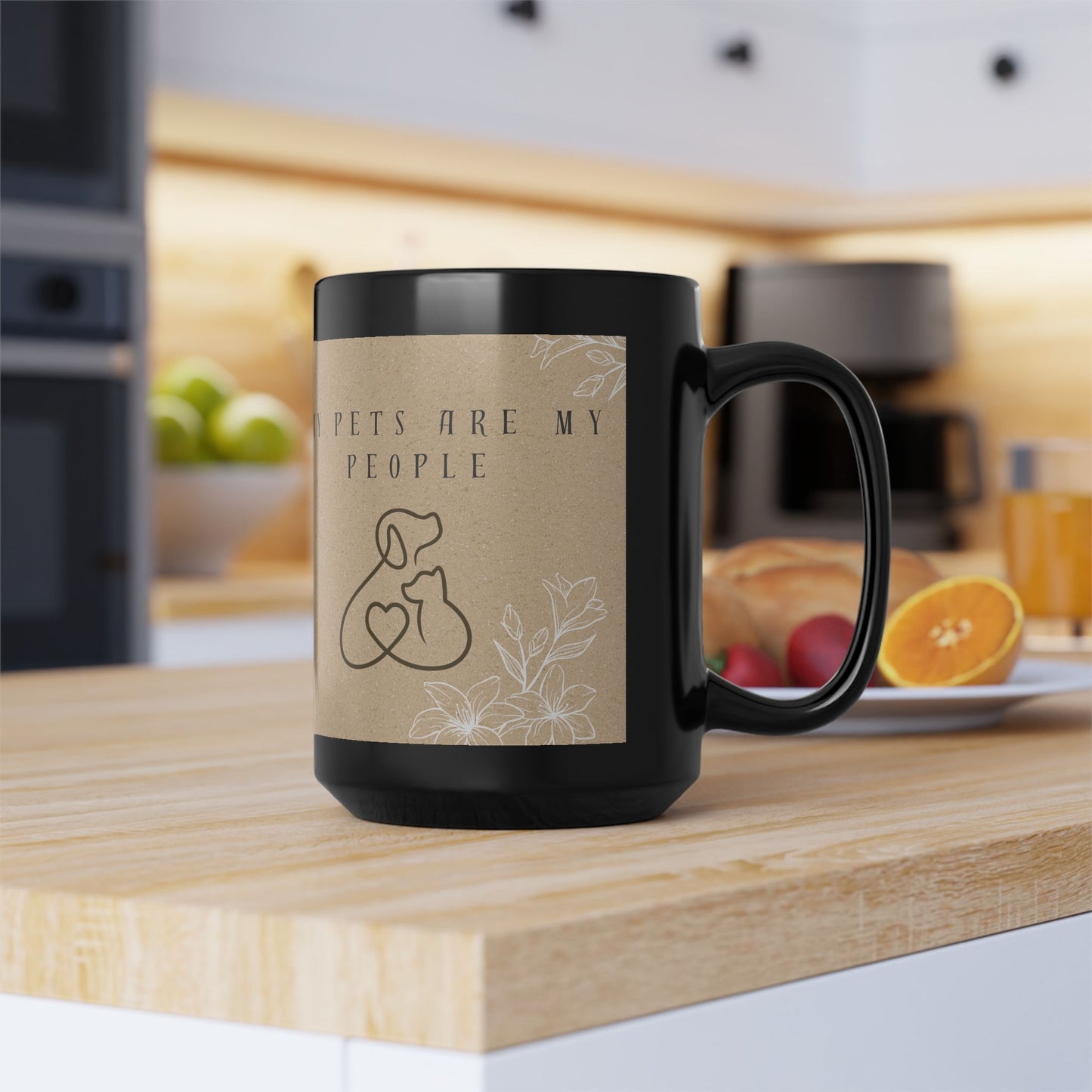 My Pets Are My People Black Mug — Cute Minimalist Pet Lovers Coffee Cup (15oz)
