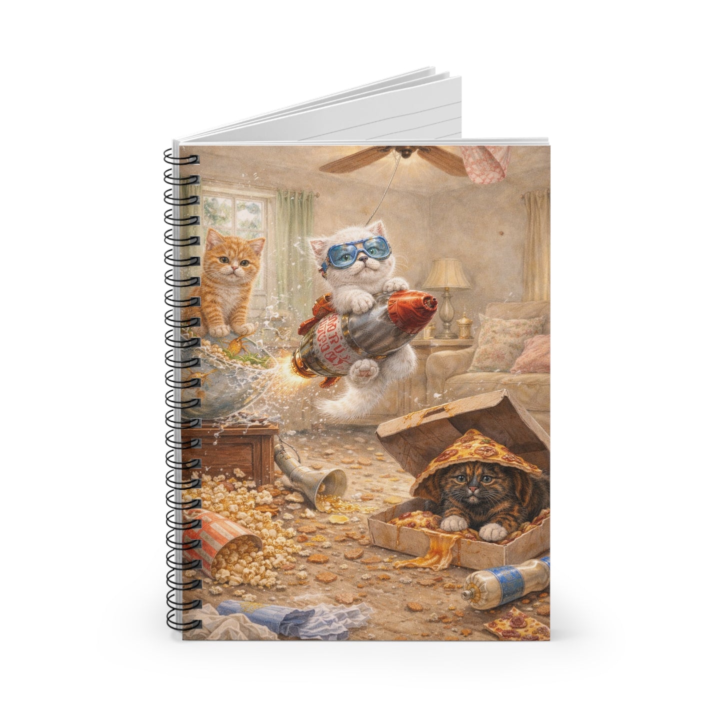 Spiral Notebook — Playful Cat Adventure Ruled Journal