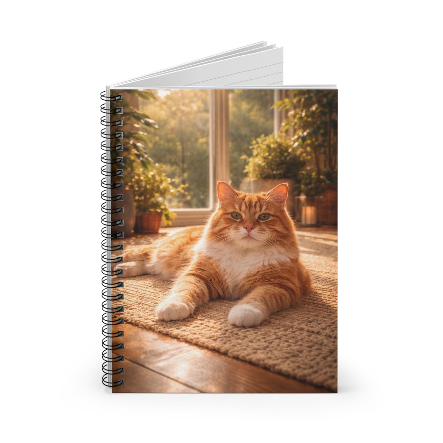 Ginger Cat Sunlit Spiral Notebook – Ruled Line Journal for Cat Lovers
