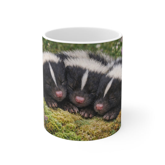 Sleeping Baby Skunks Mug | Cute Wildlife Animal Coffee Cup