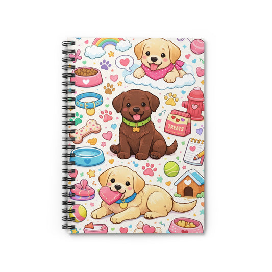 Cute Puppy Pattern Spiral Notebook — Ruled Journal for Dog and animal Lovers, Kids & School