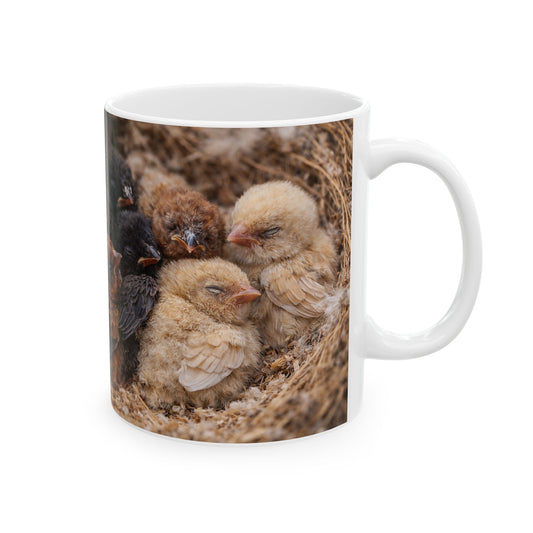 Huddled Baby Chicks Mug | Cute Farm Animal Chickens Ceramic Coffee Cup