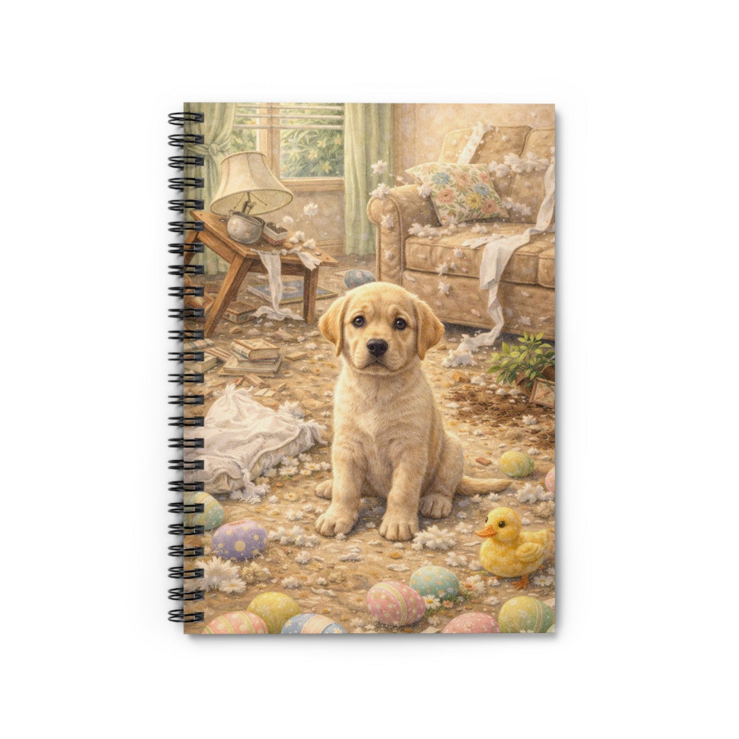 Cute Puppy Easter Notebook — Spiral Ruled Journal with Labrador Puppy & Easter Eggs