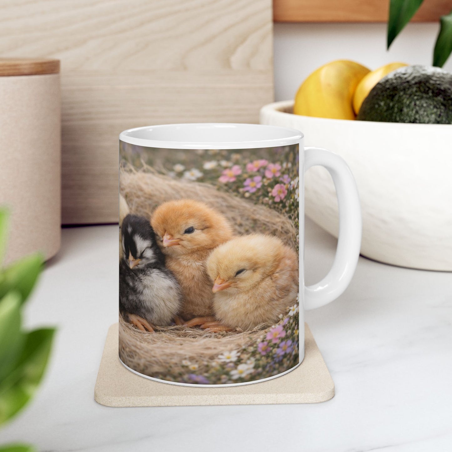 Sleeping Baby Chicks Mug | Cute Chick Nest Ceramic Mug