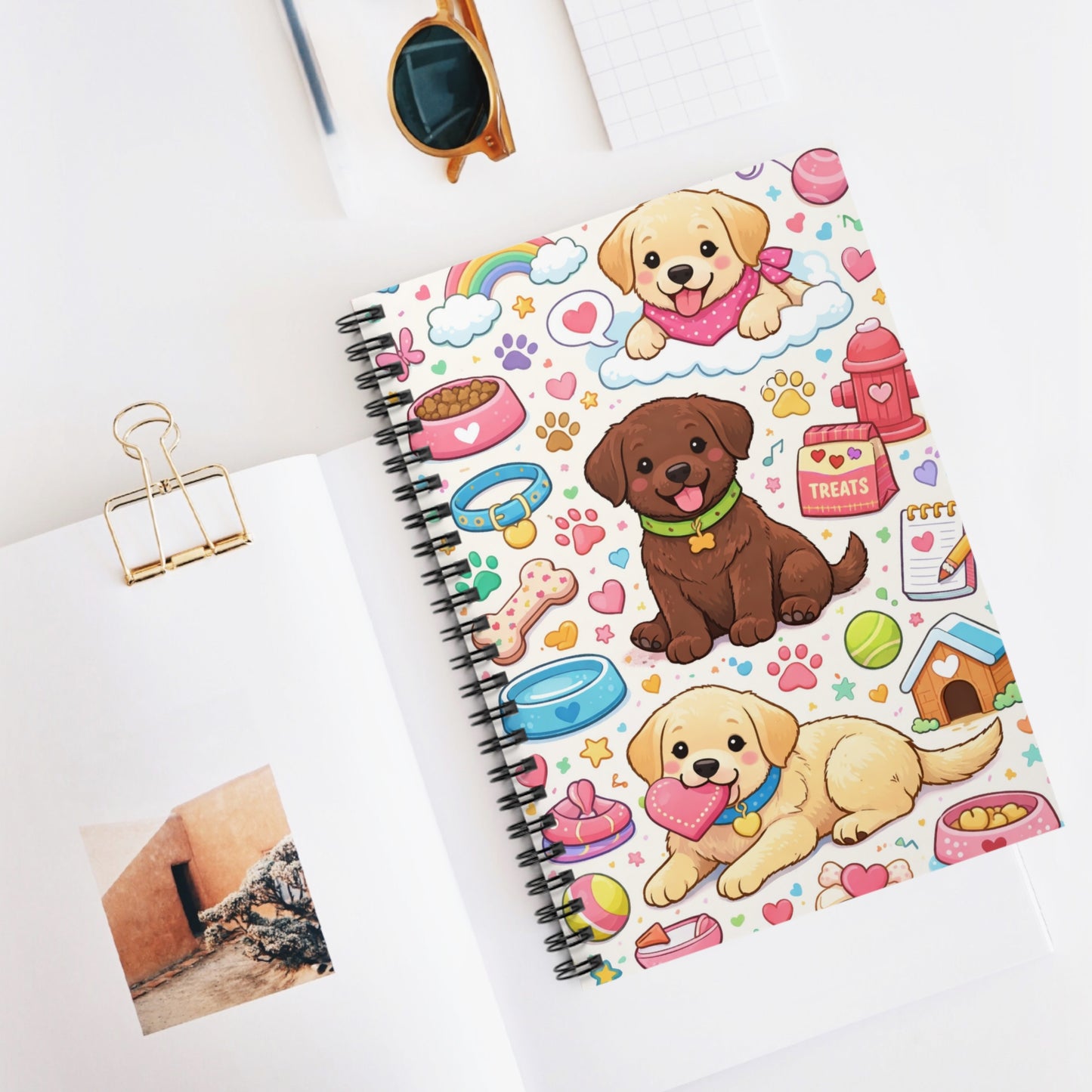 Cute Puppy Pattern Spiral Notebook — Ruled Journal for Dog and animal Lovers, Kids & School