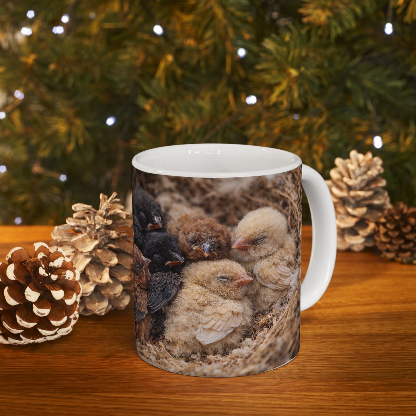 Huddled Baby Chicks Mug | Cute Farm Animal Chickens Ceramic Coffee Cup