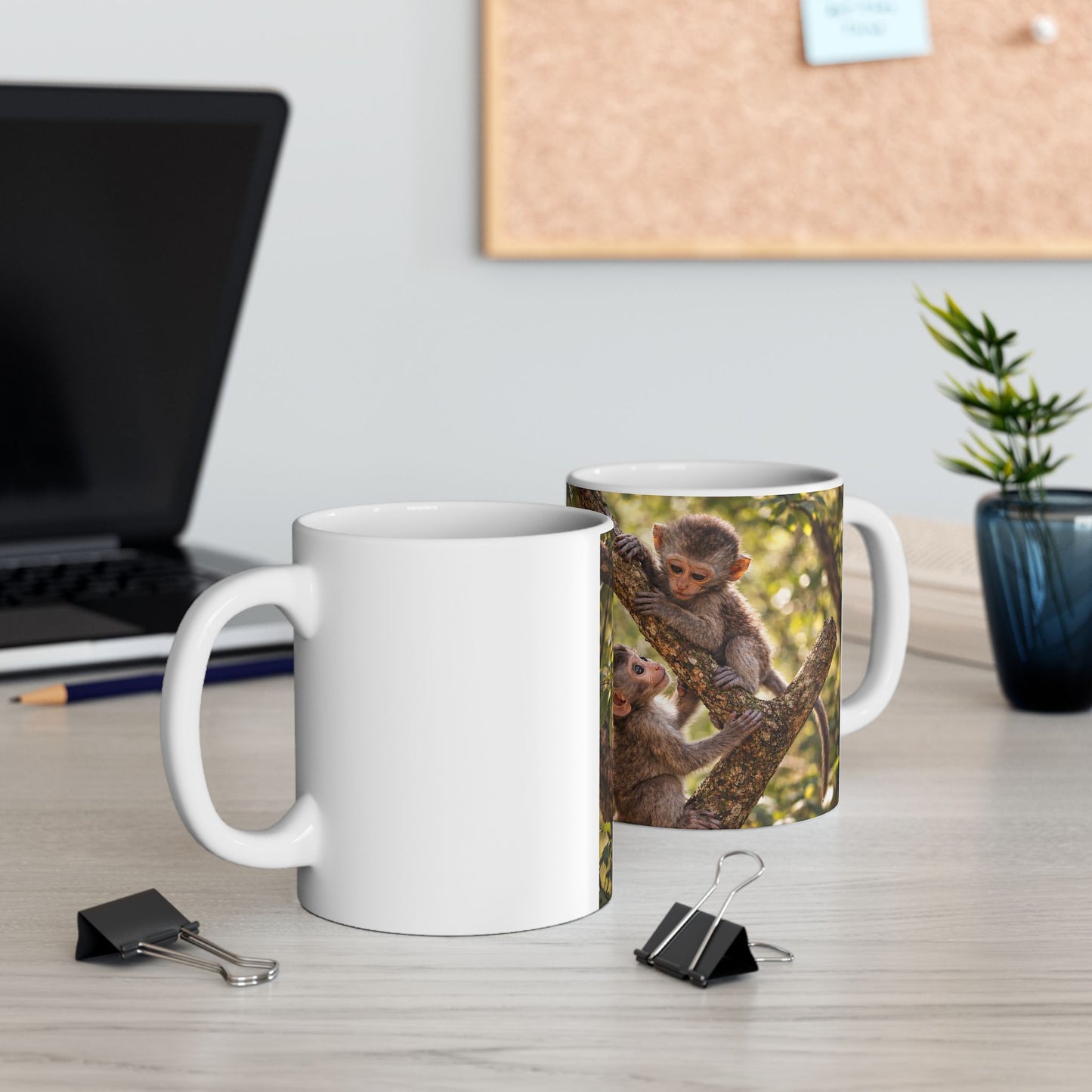 Baby Monkeys Ceramic Mug – Cute Jungle Wildlife Coffee Cup (11oz)