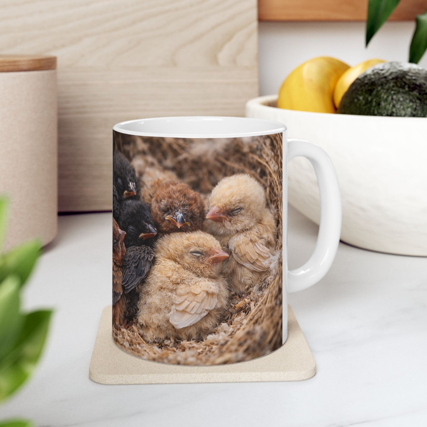 Huddled Baby Chicks Mug | Cute Farm Animal Chickens Ceramic Coffee Cup