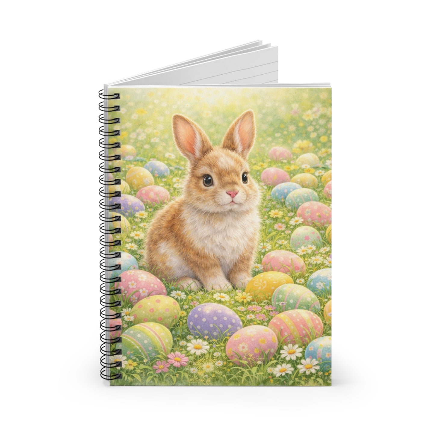 Easter Bunny Spiral Notebook — Cute Bunny & Pastel Egg Ruled Journal