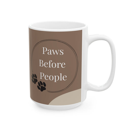 Animal lover Ceramic Mug — Paw Print Coffee Cup (15oz)