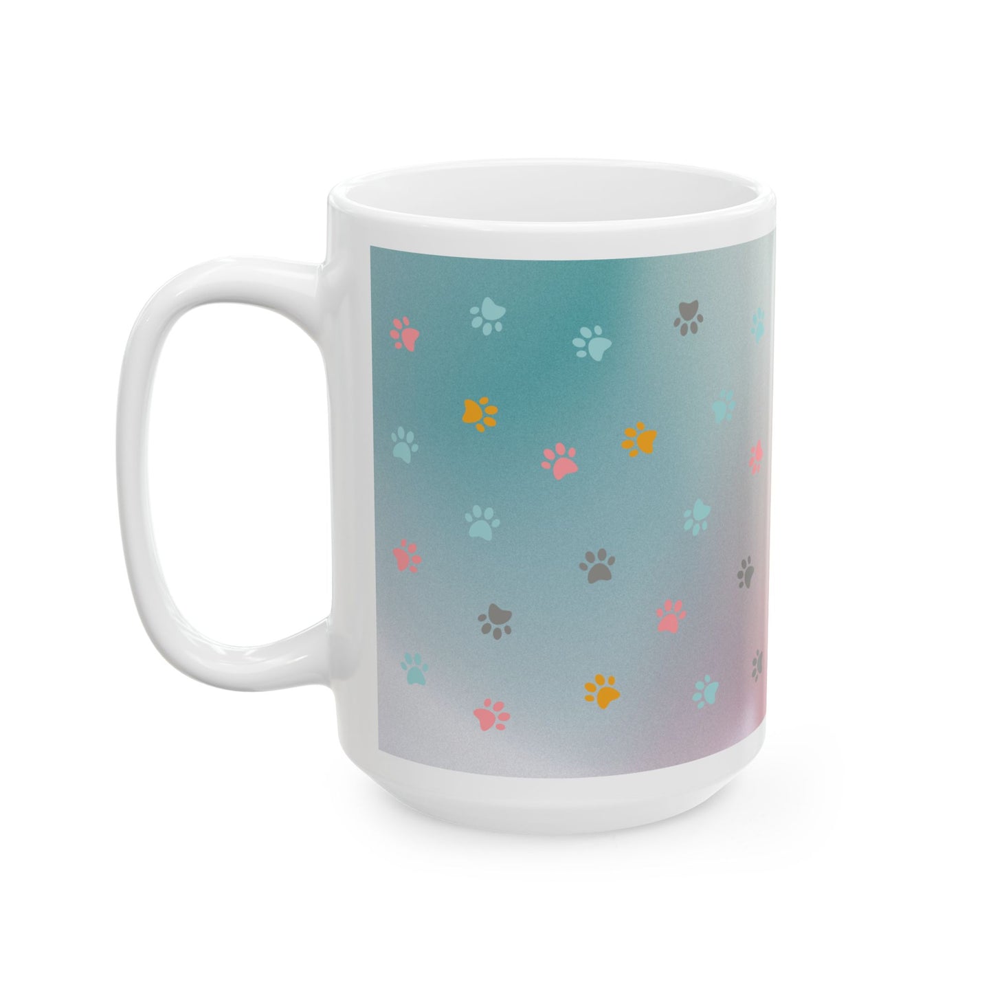 Emotional Support Animal Lover Ceramic Mug — Colorful Paw Print 15oz