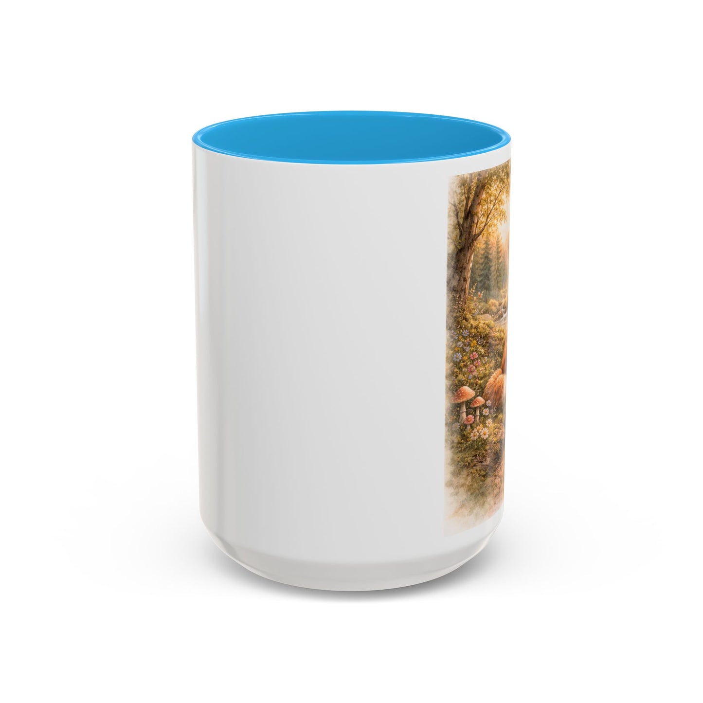 Ceramic Accent Mug — Enchanted Forest Fox Mushrooms Art (Two-Tone, 15oz)